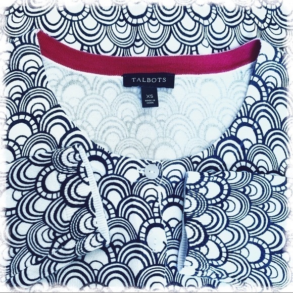 TALBOTS Black/White Print Button Down Cardigan - Picture 5 of 6